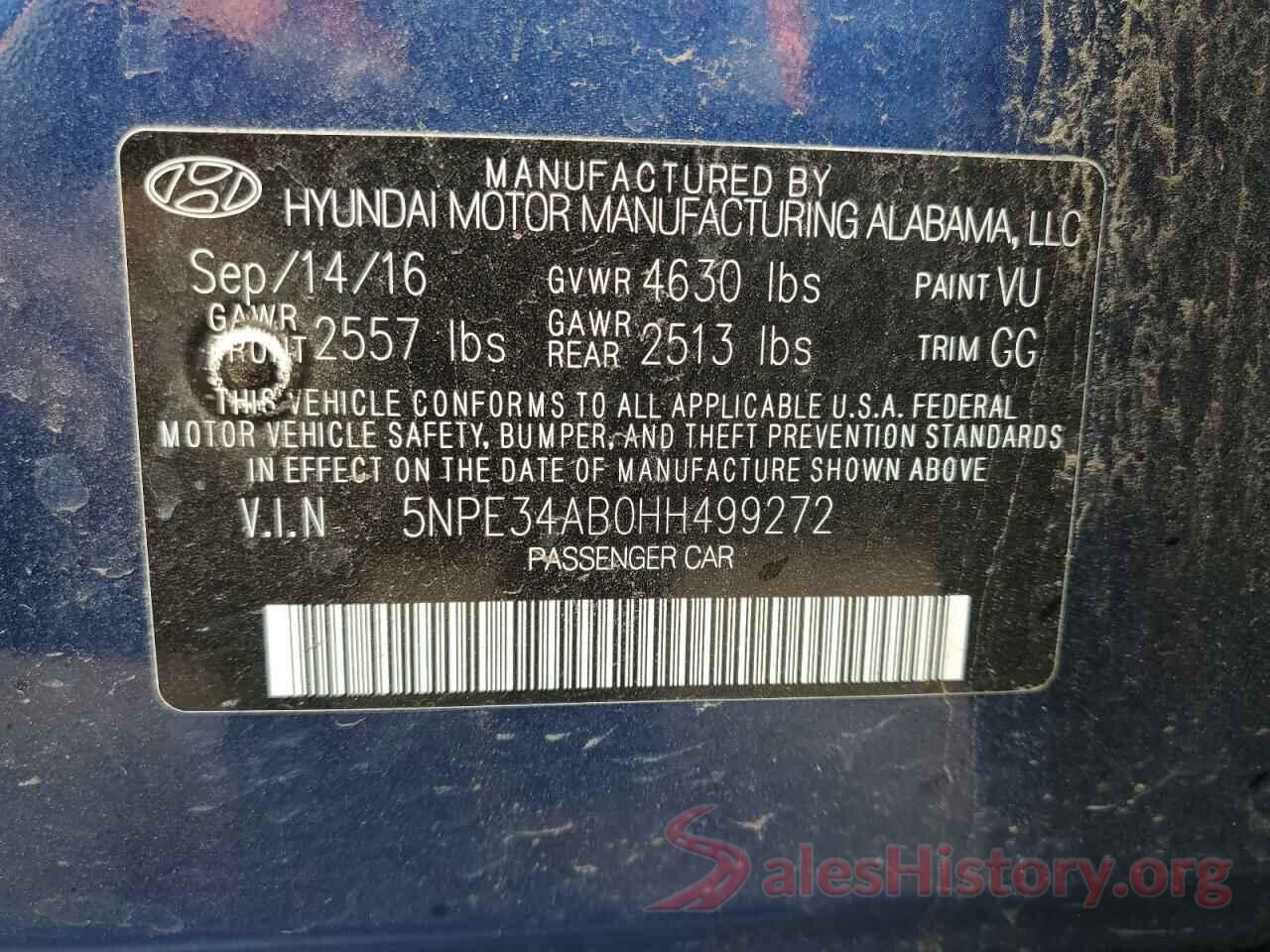 5NPE34AB0HH499272 2017 HYUNDAI SONATA