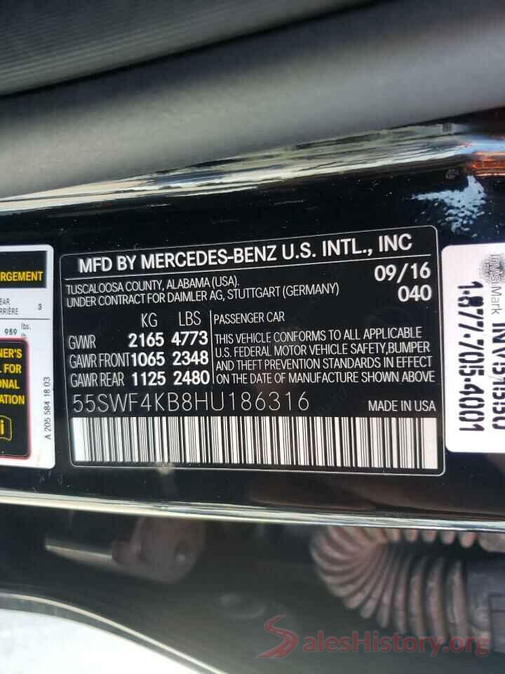 55SWF4KB8HU186316 2017 MERCEDES-BENZ C-CLASS