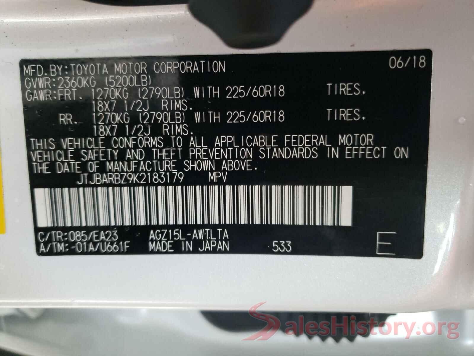 JTJBARBZ9K2183179 2019 LEXUS NX