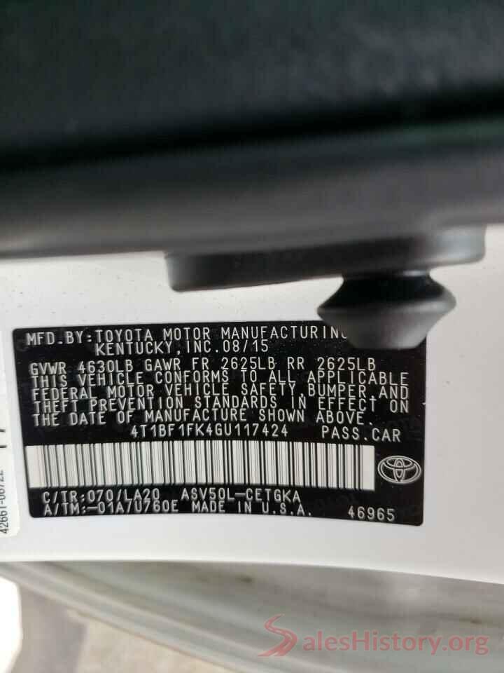 4T1BF1FK4GU117424 2016 TOYOTA CAMRY