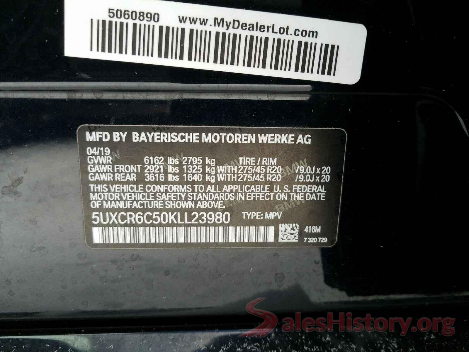 5UXCR6C50KLL23980 2019 BMW X5