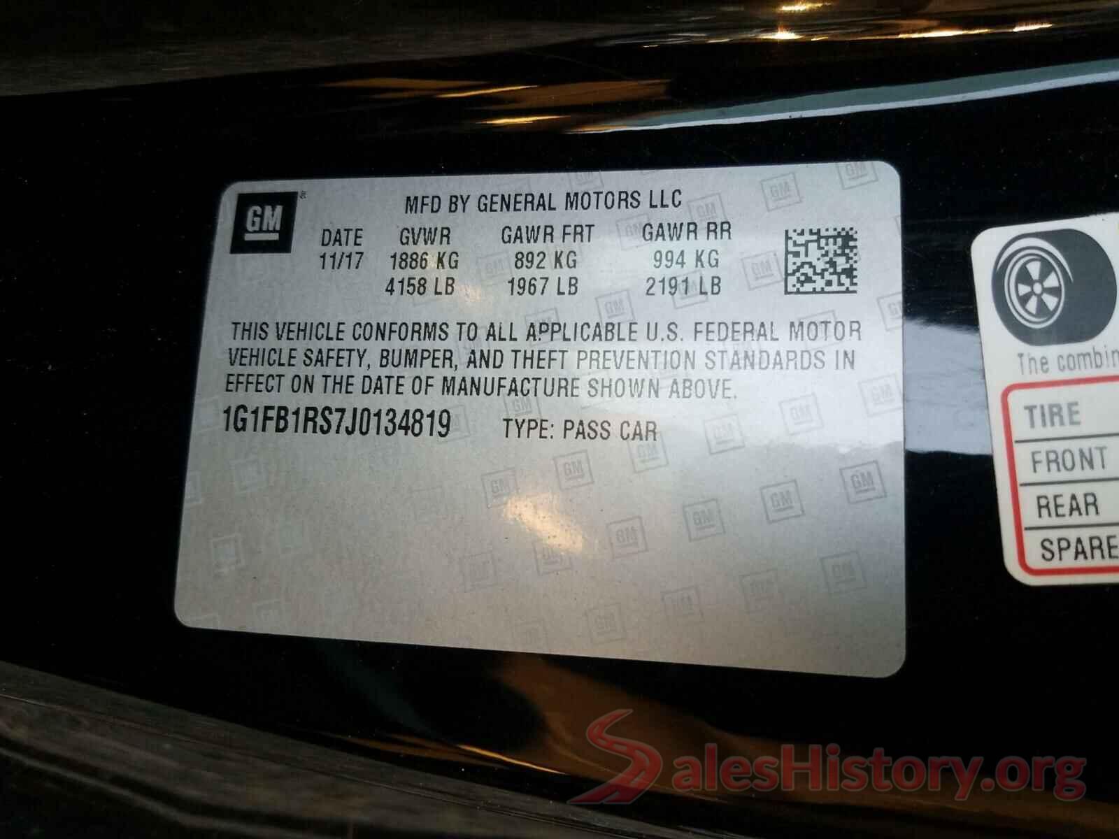 1G1FB1RS7J0134819 2018 CHEVROLET CAMARO