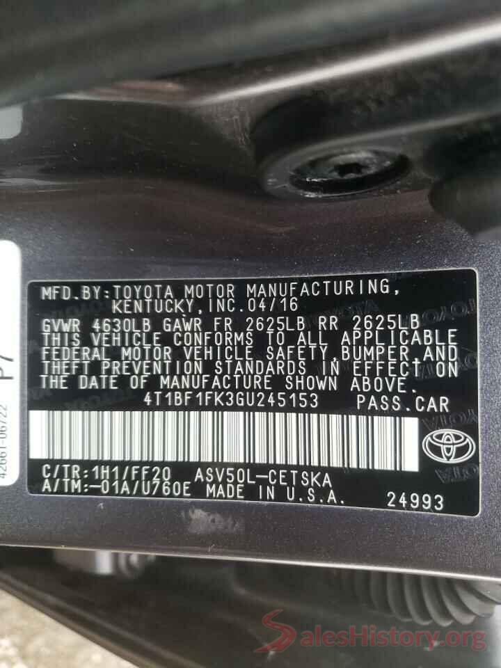 4T1BF1FK3GU245153 2016 TOYOTA CAMRY