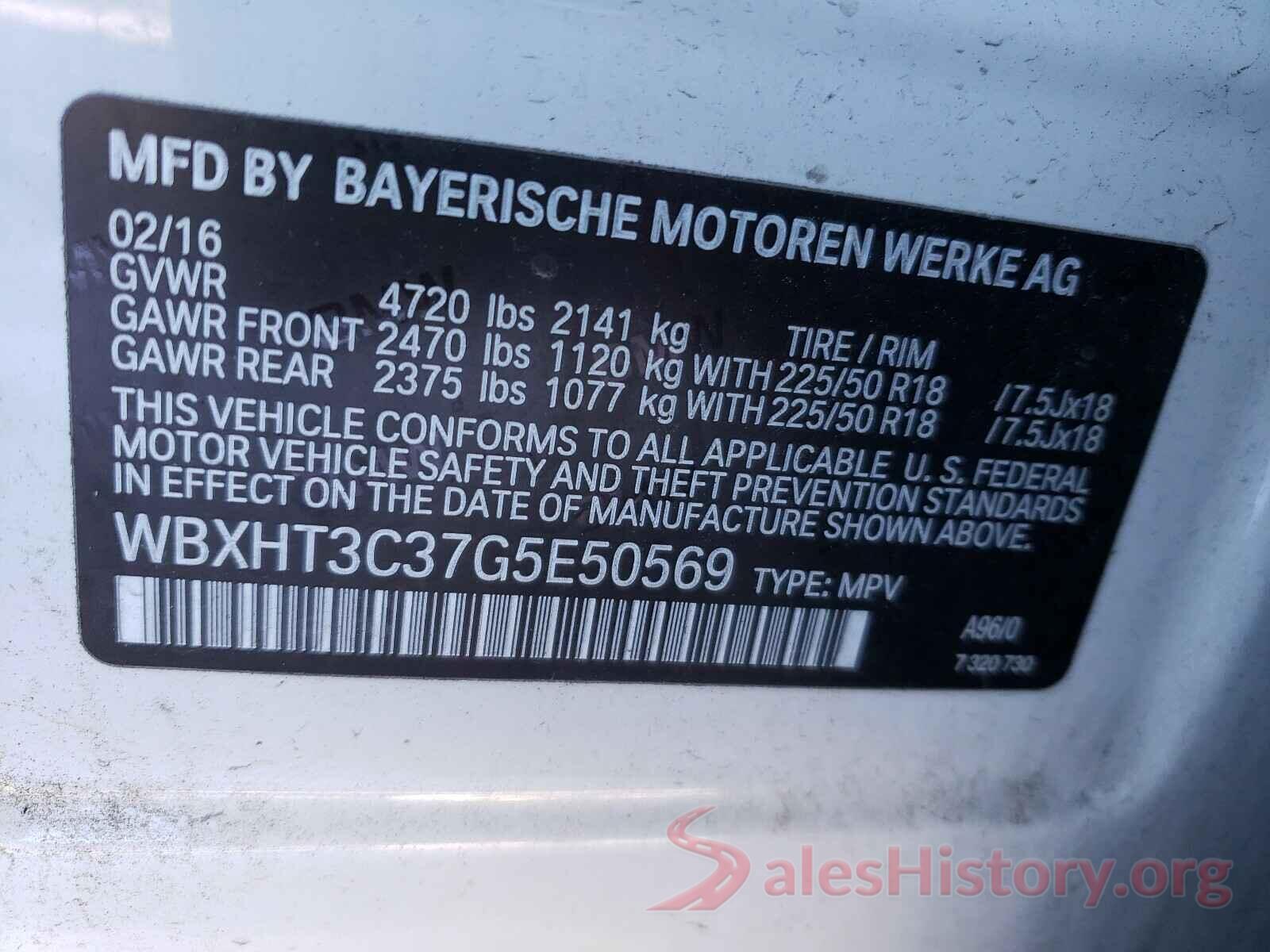 WBXHT3C37G5E50569 2016 BMW X1