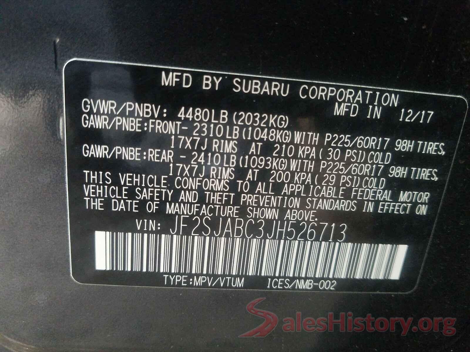 JF2SJABC3JH526713 2018 SUBARU FORESTER