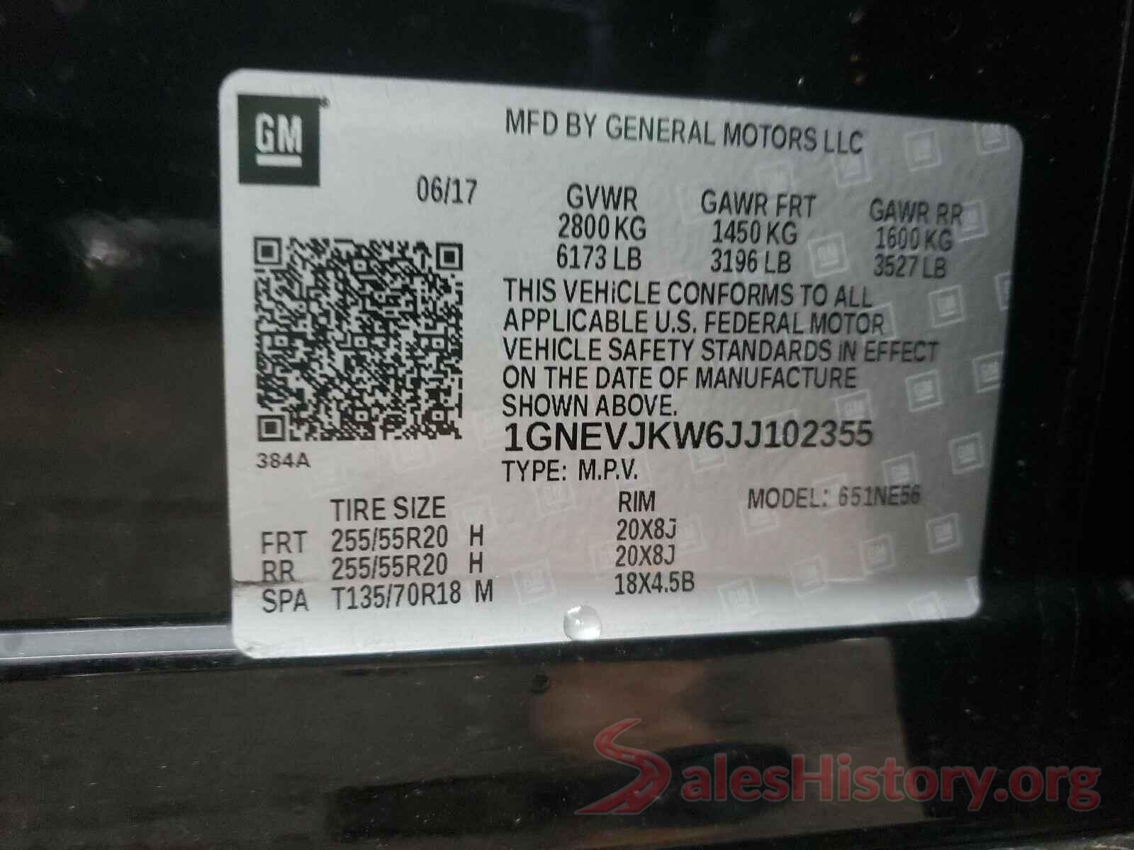 1GNEVJKW6JJ102355 2018 CHEVROLET TRAVERSE