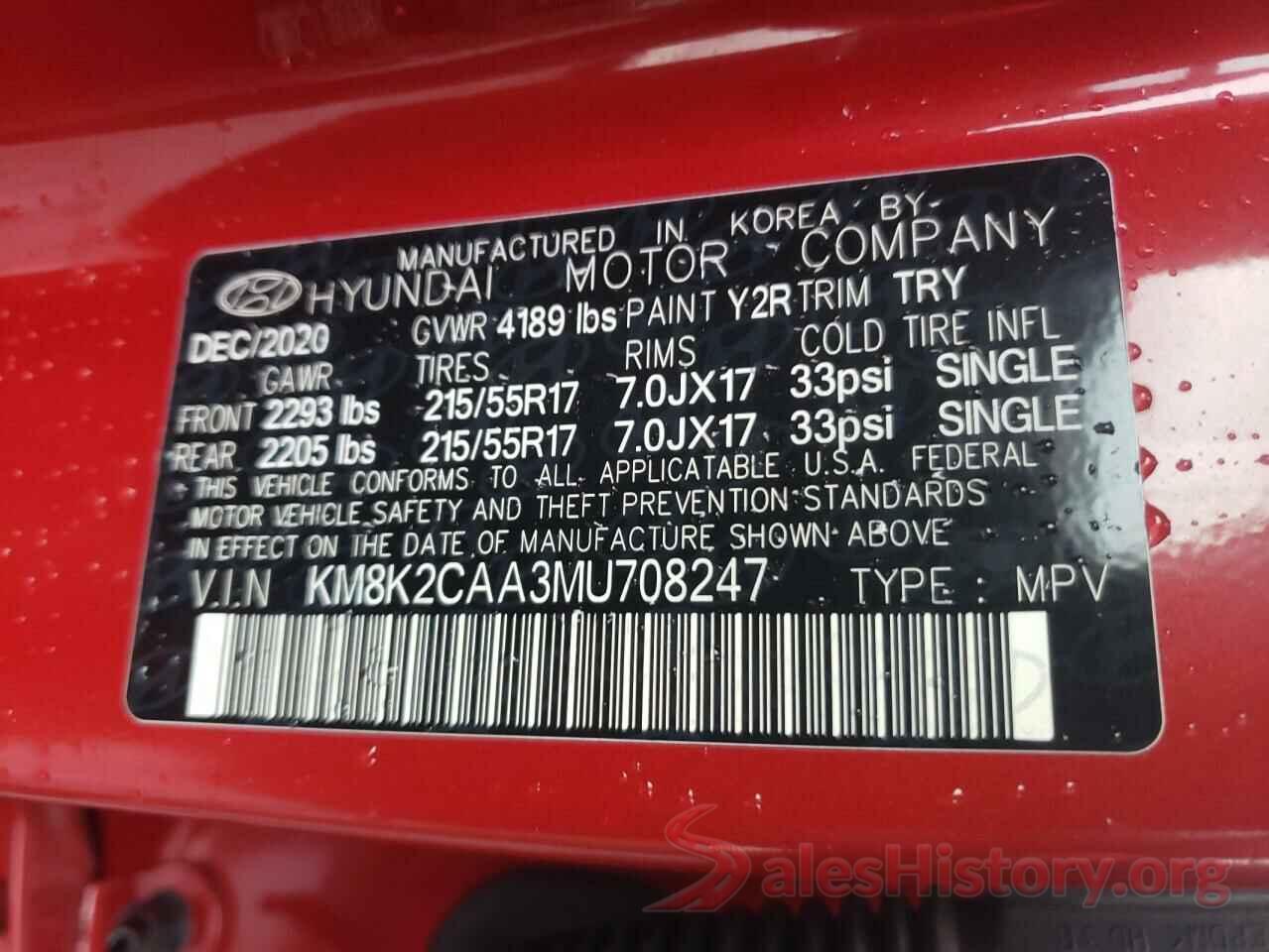 KM8K2CAA3MU708247 2021 HYUNDAI KONA