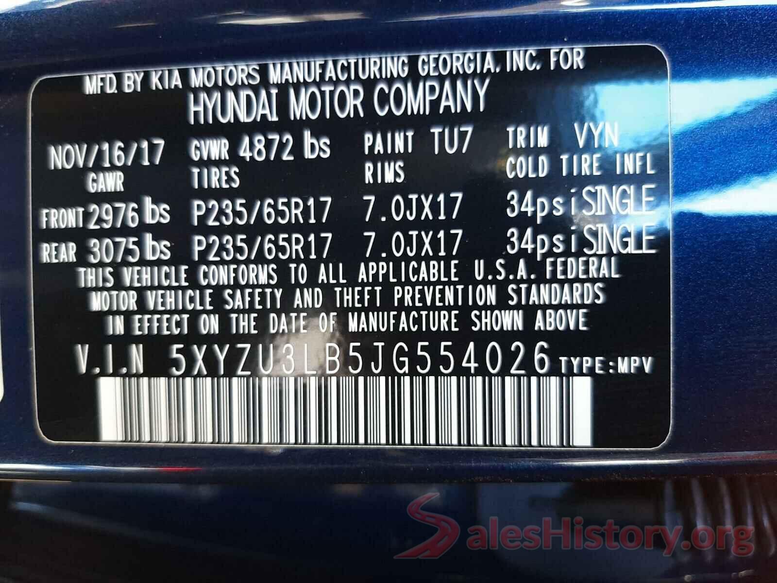 5XYZU3LB5JG554026 2018 HYUNDAI SANTA FE