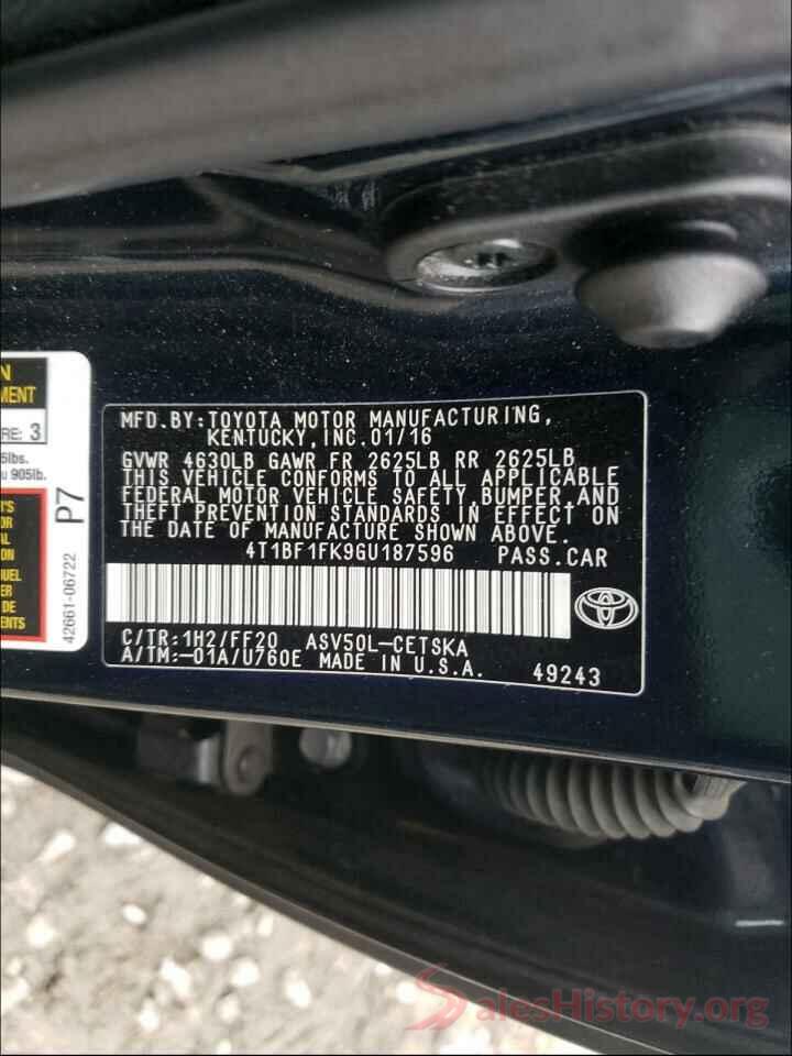 4T1BF1FK9GU187596 2016 TOYOTA CAMRY