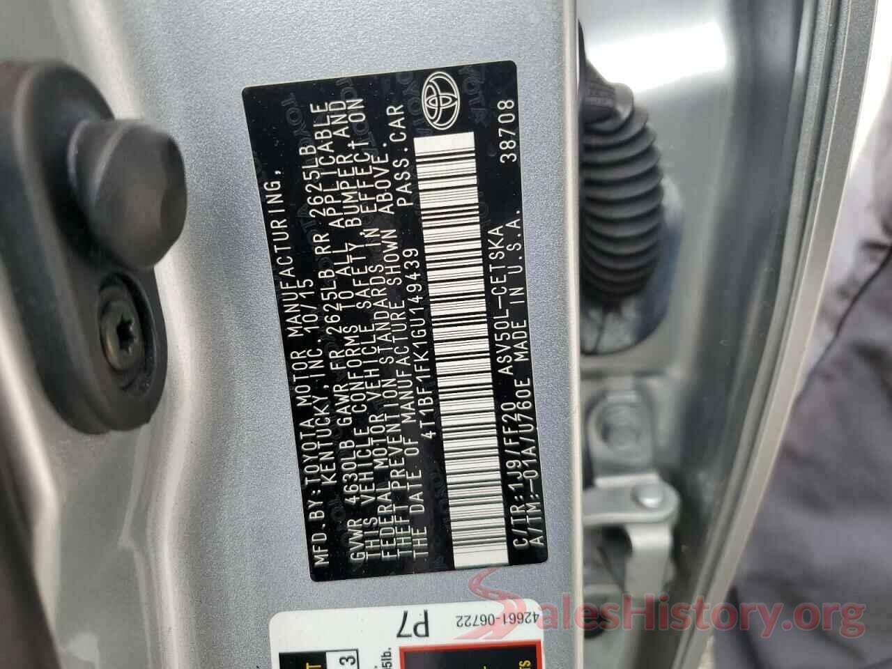 4T1BF1FK1GU149439 2016 TOYOTA CAMRY