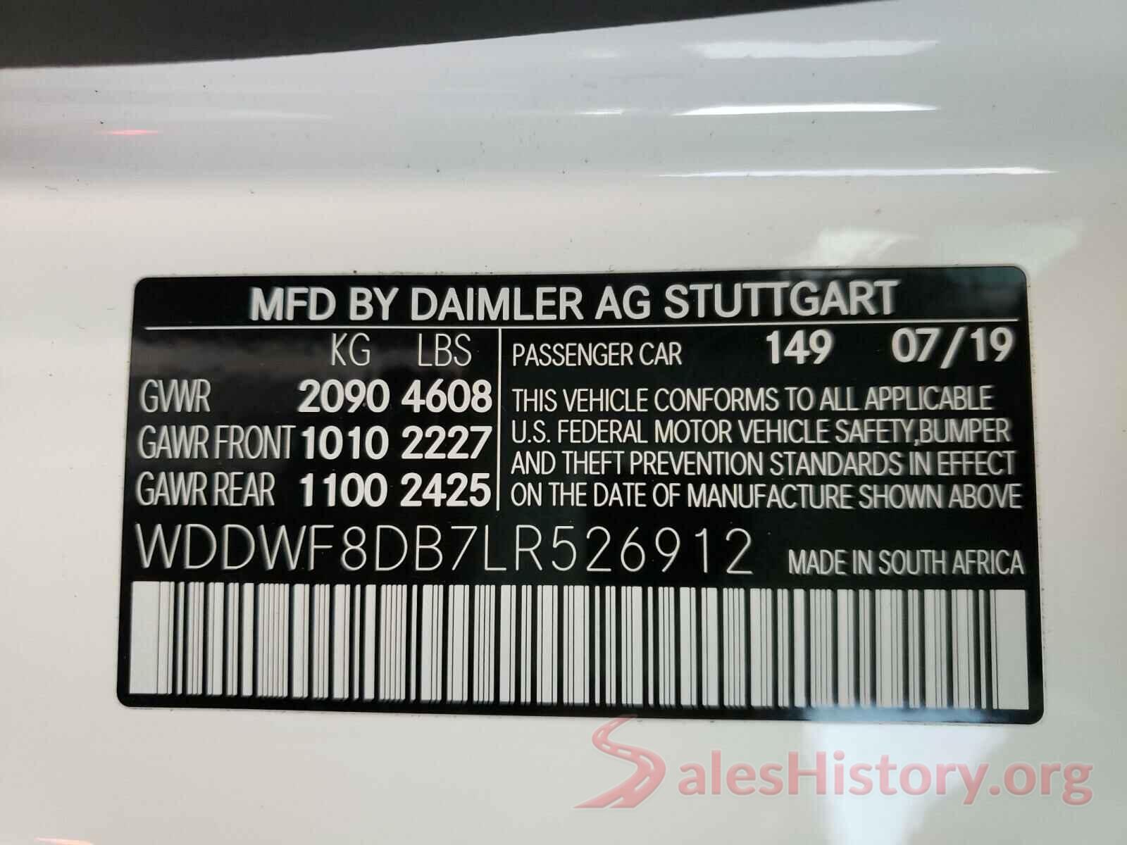 WDDWF8DB7LR526912 2020 MERCEDES-BENZ C CLASS