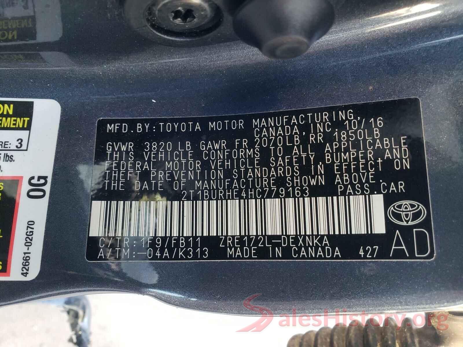 2T1BURHE4HC779163 2017 TOYOTA COROLLA