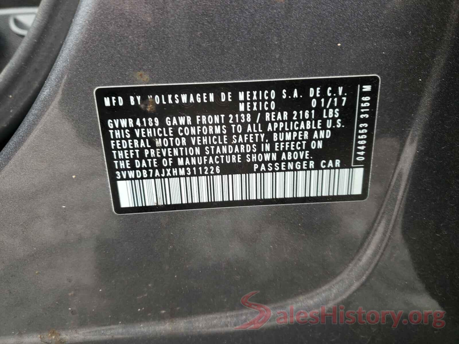 3VWDB7AJXHM311226 2017 VOLKSWAGEN JETTA