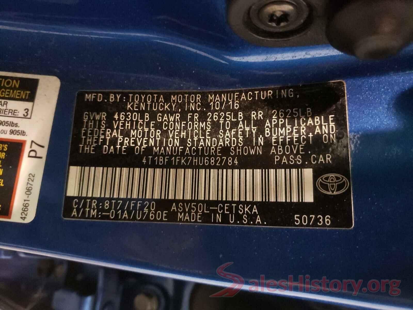 4T1BF1FK7HU682784 2017 TOYOTA CAMRY