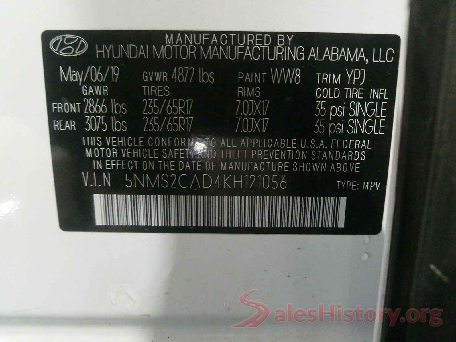 5NMS2CAD4KH121056 2019 HYUNDAI SANTA FE