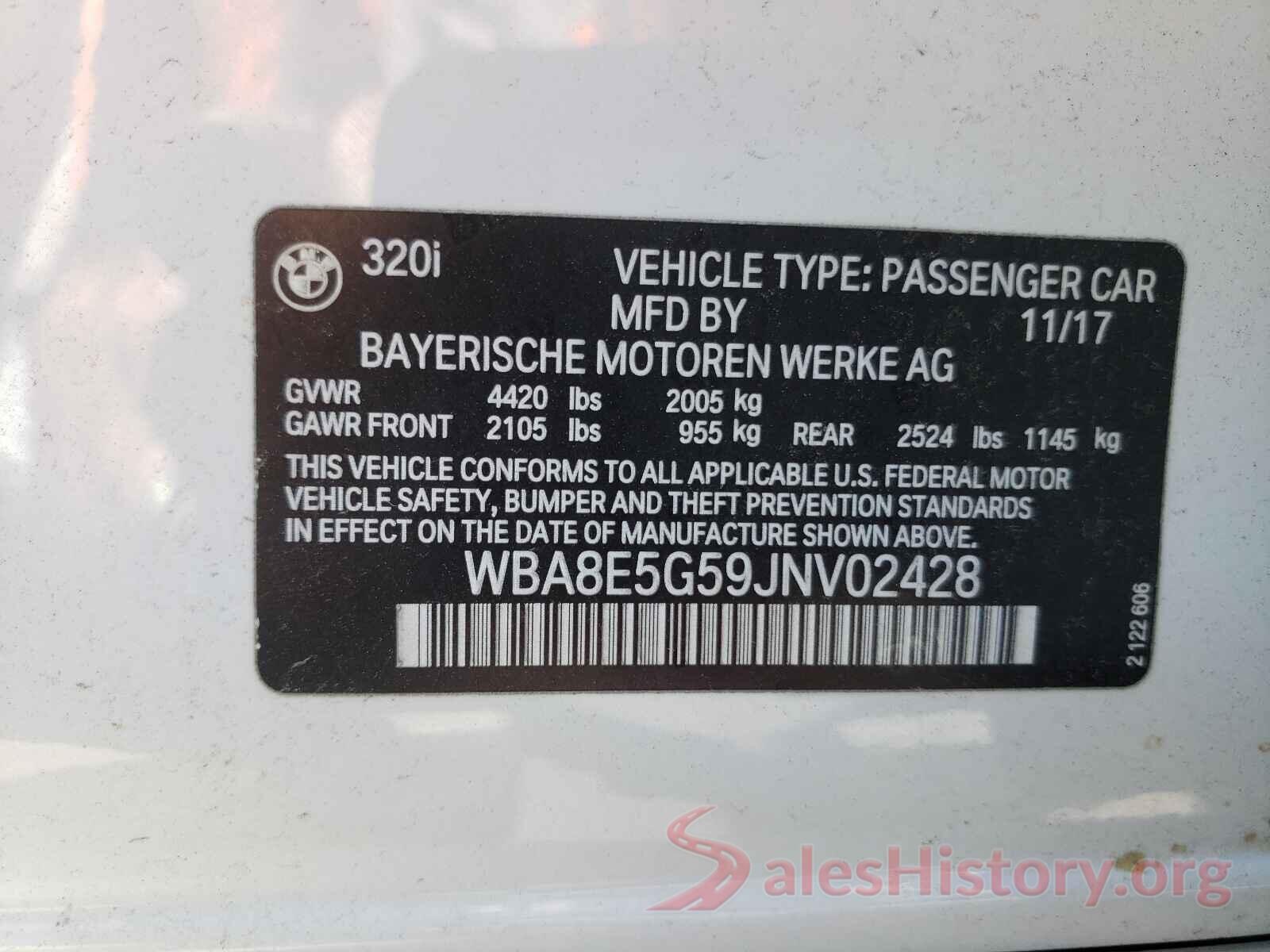 WBA8E5G59JNV02428 2018 BMW 3 SERIES