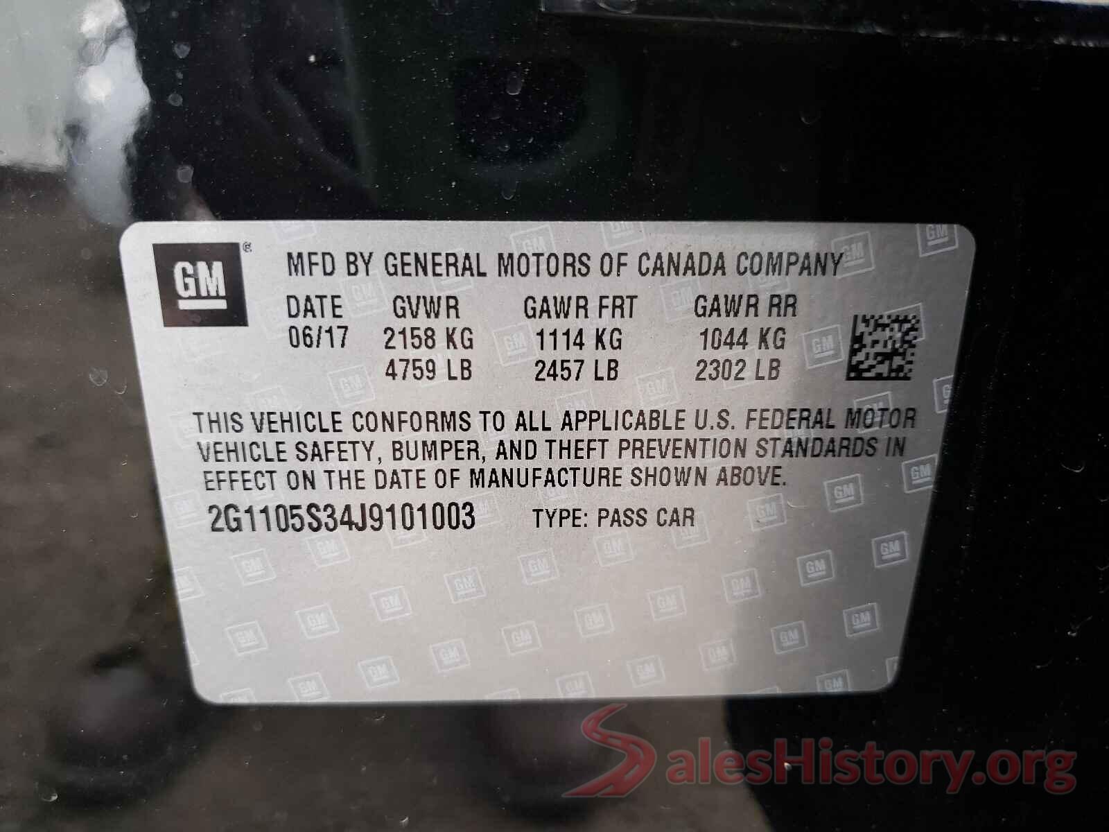 2G1105S34J9101003 2018 CHEVROLET IMPALA