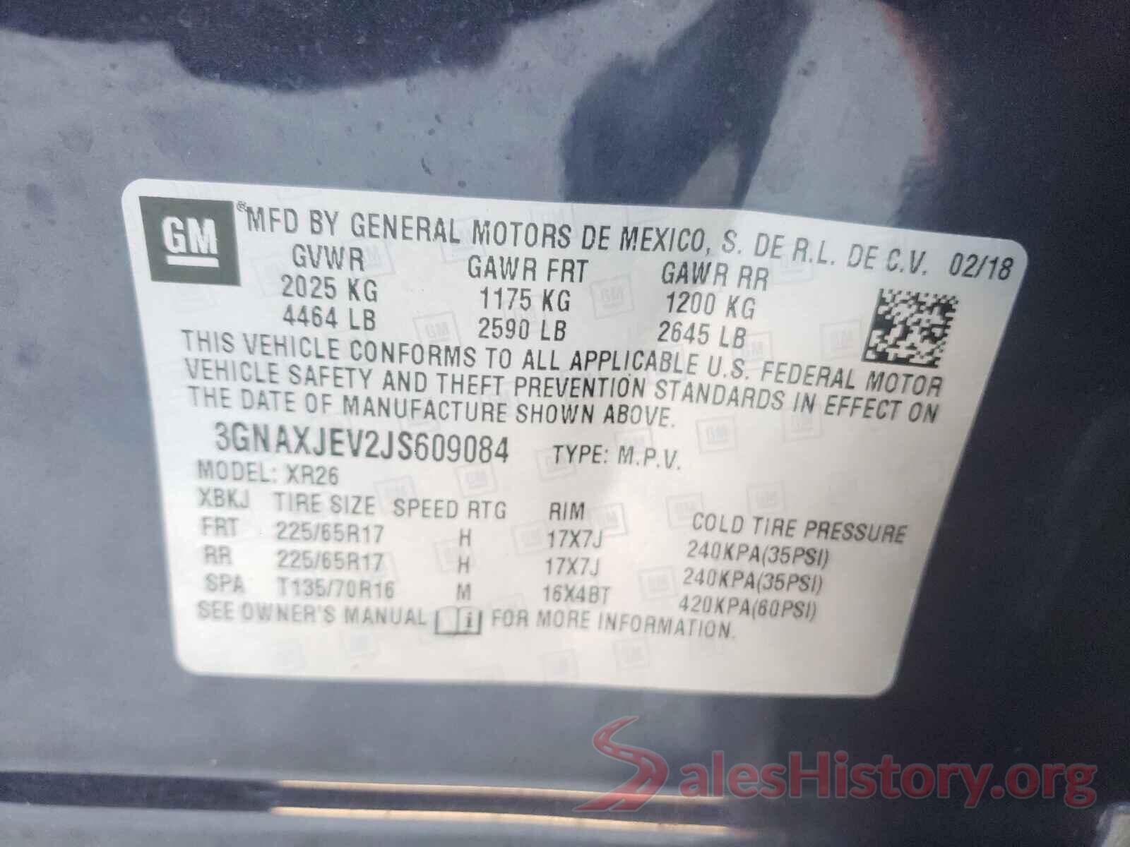 3GNAXJEV2JS609084 2018 CHEVROLET EQUINOX