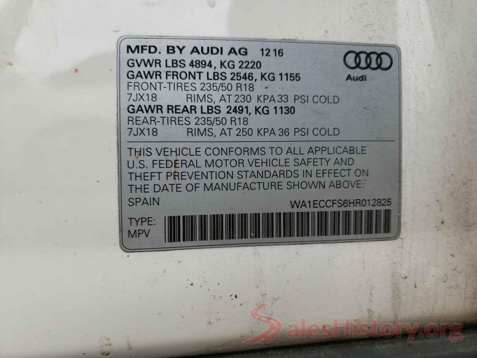 WA1ECCFS6HR012825 2017 AUDI Q3