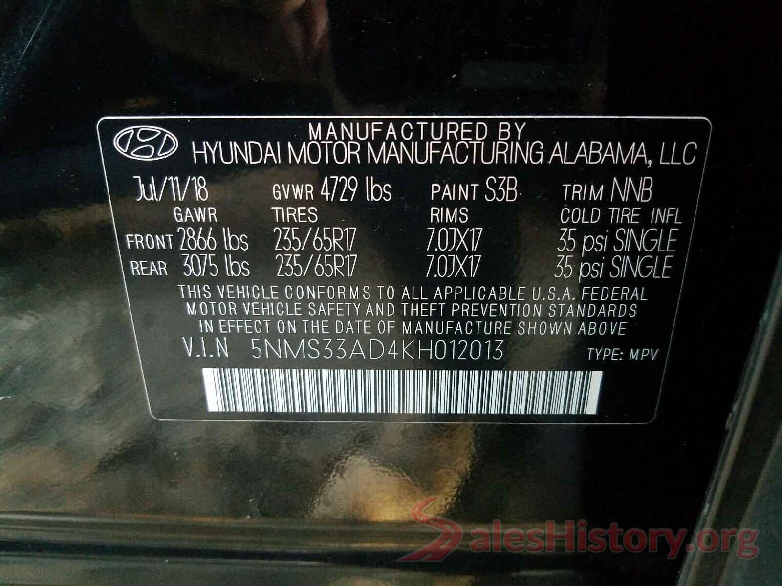 5NMS33AD4KH012013 2019 HYUNDAI SANTA FE