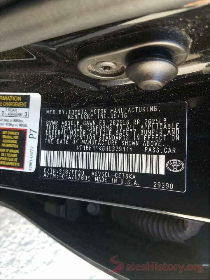 4T1BF1FK6HU329114 2017 TOYOTA CAMRY