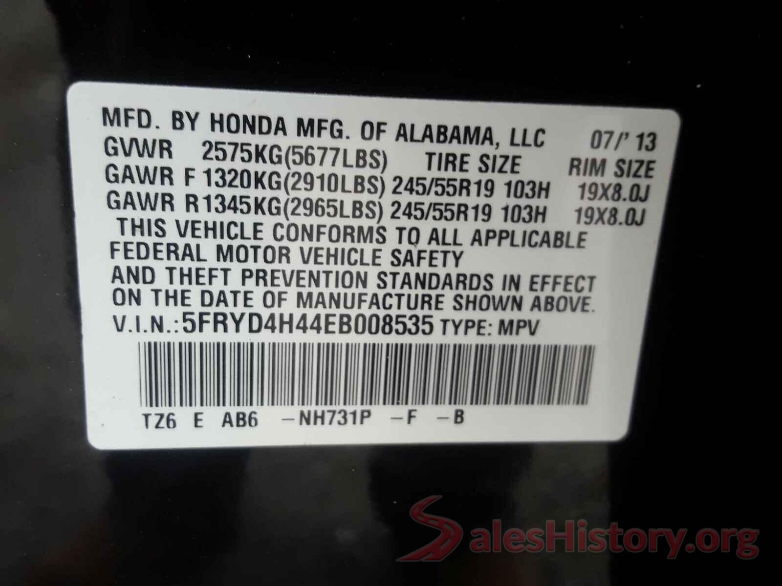 5FRYD4H44EB008535 2014 ACURA MDX