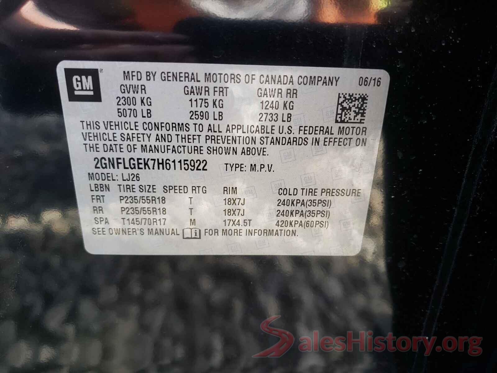 2GNFLGEK7H6115922 2017 CHEVROLET EQUINOX