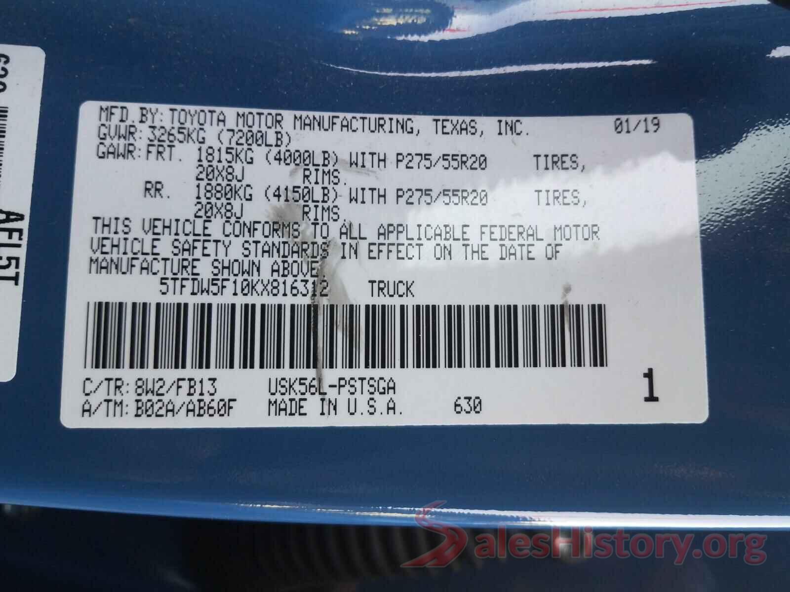 5TFDW5F10KX816312 2019 TOYOTA TUNDRA