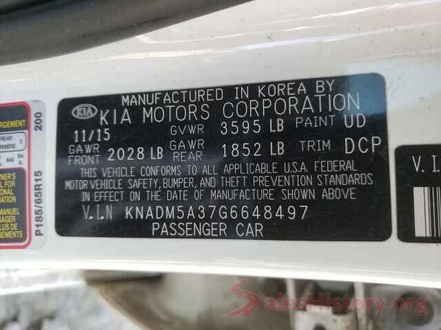 KNADM5A37G6648497 2016 KIA RIO