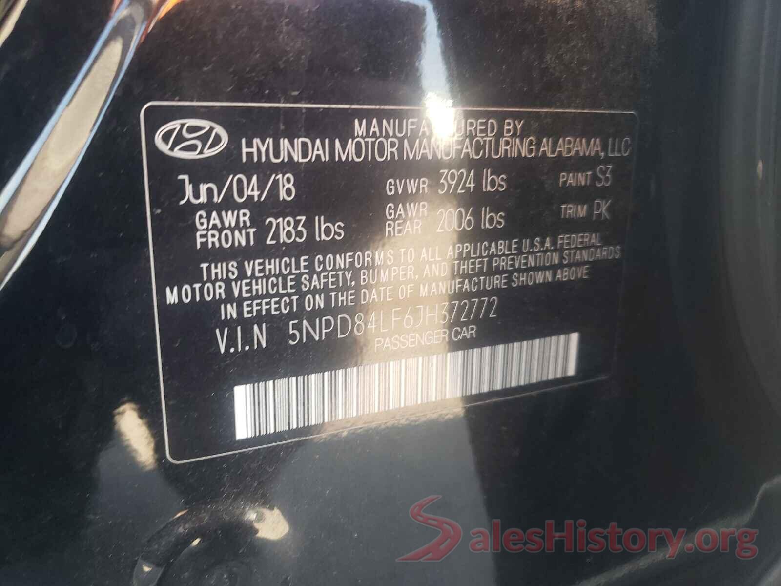 5NPD84LF6JH372772 2018 HYUNDAI ELANTRA