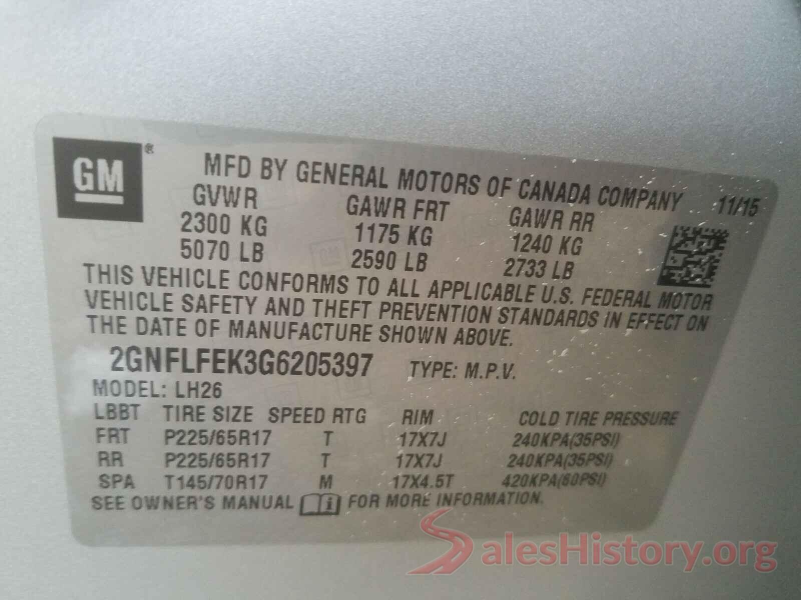 2GNFLFEK3G6205397 2016 CHEVROLET EQUINOX