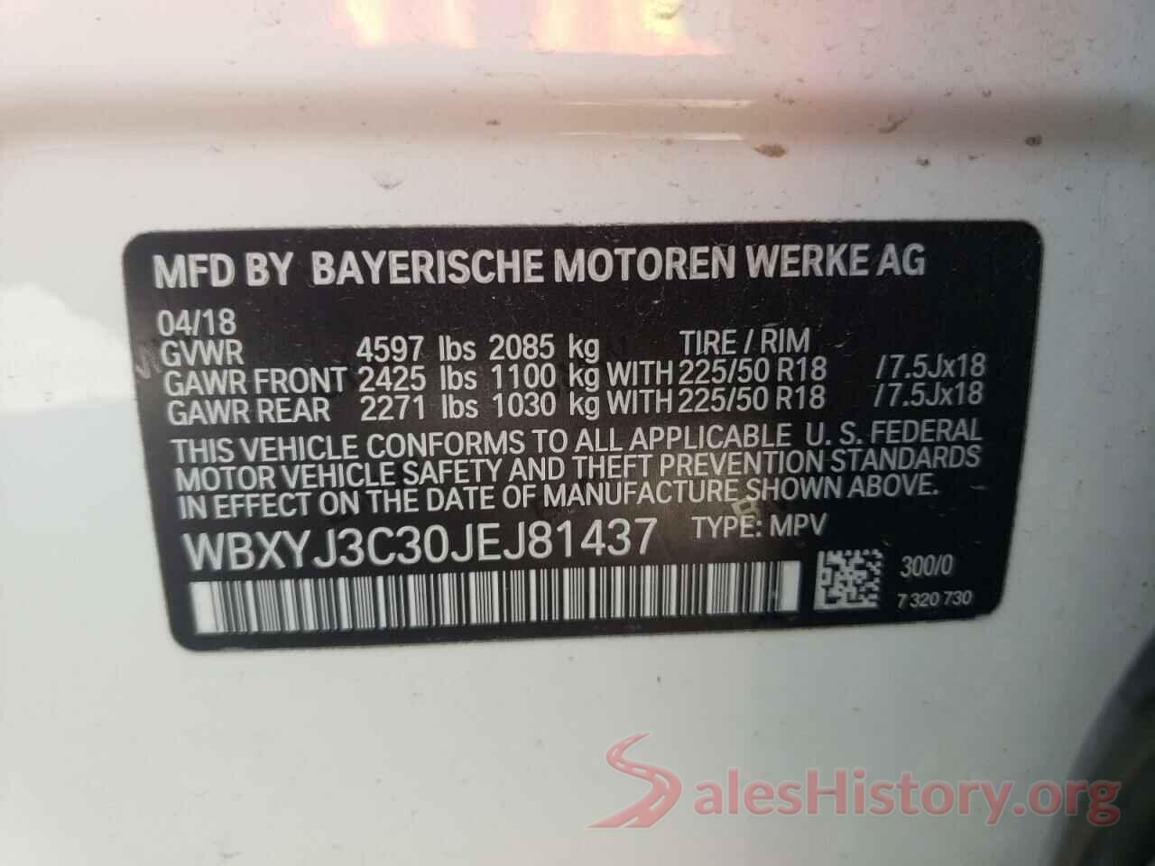 WBXYJ3C30JEJ81437 2018 BMW X2