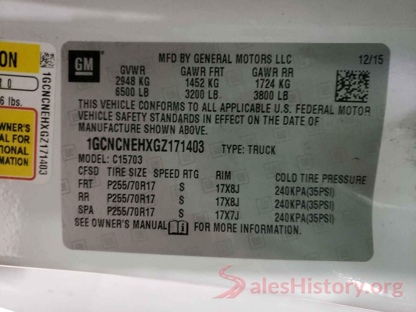 1GCNCNEHXGZ171403 2016 CHEVROLET SILVERADO