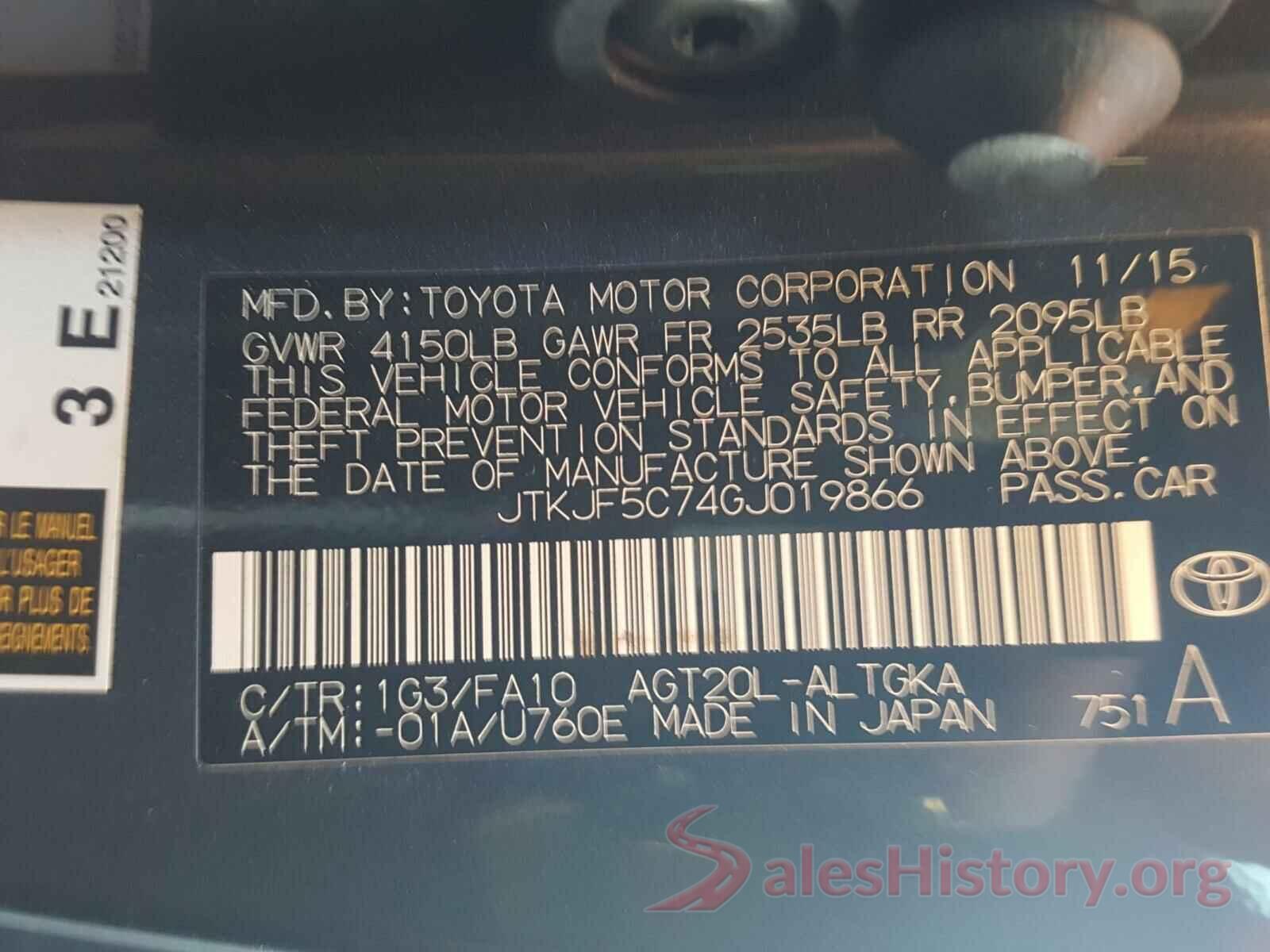 JTKJF5C74GJ019866 2016 TOYOTA SCION