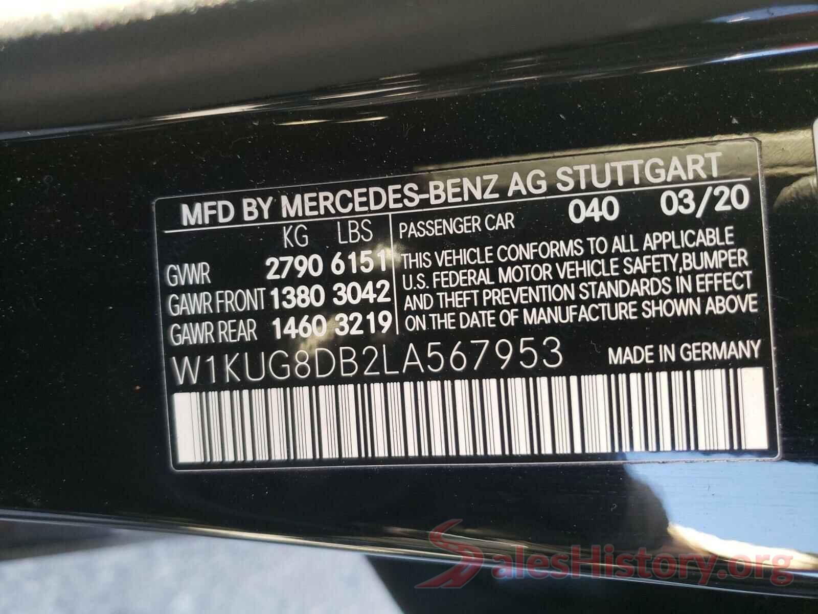 W1KUG8DB2LA567953 2020 MERCEDES-BENZ S CLASS