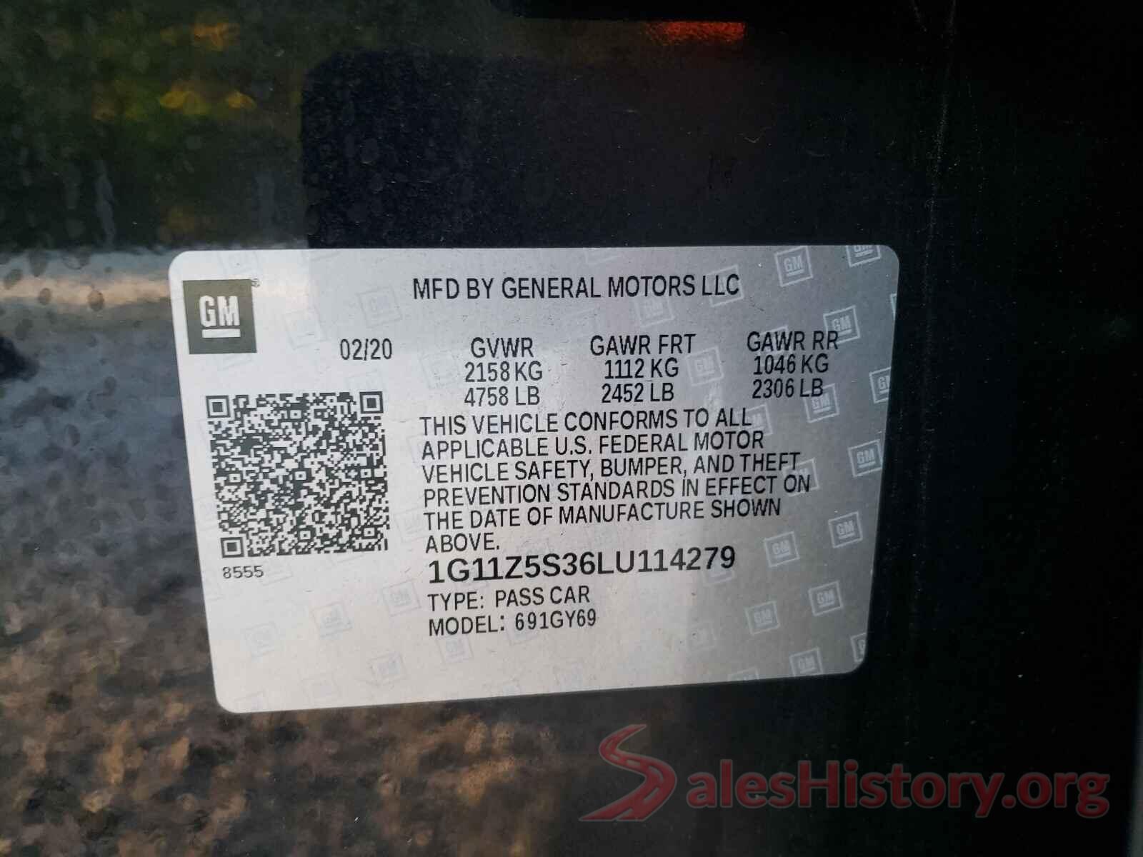 1G11Z5S36LU114279 2020 CHEVROLET IMPALA