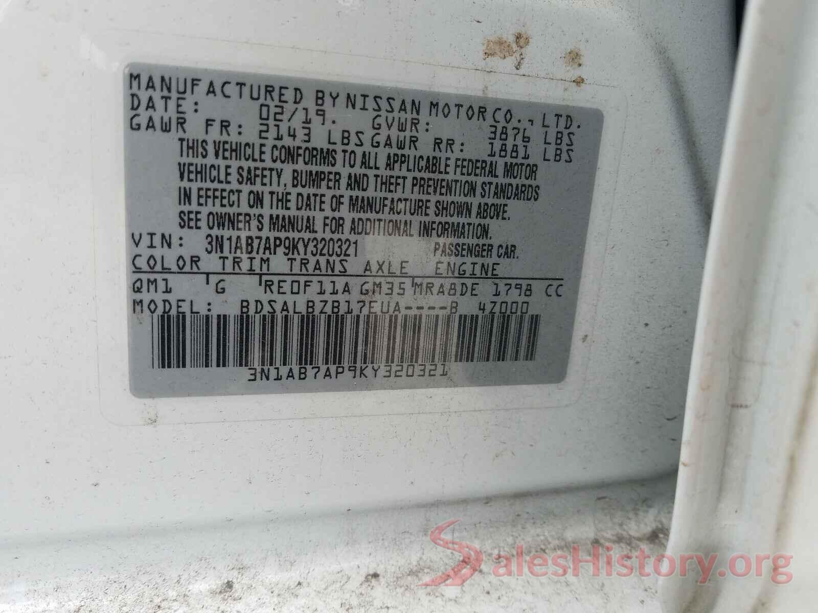 3N1AB7AP9KY320321 2019 NISSAN SENTRA