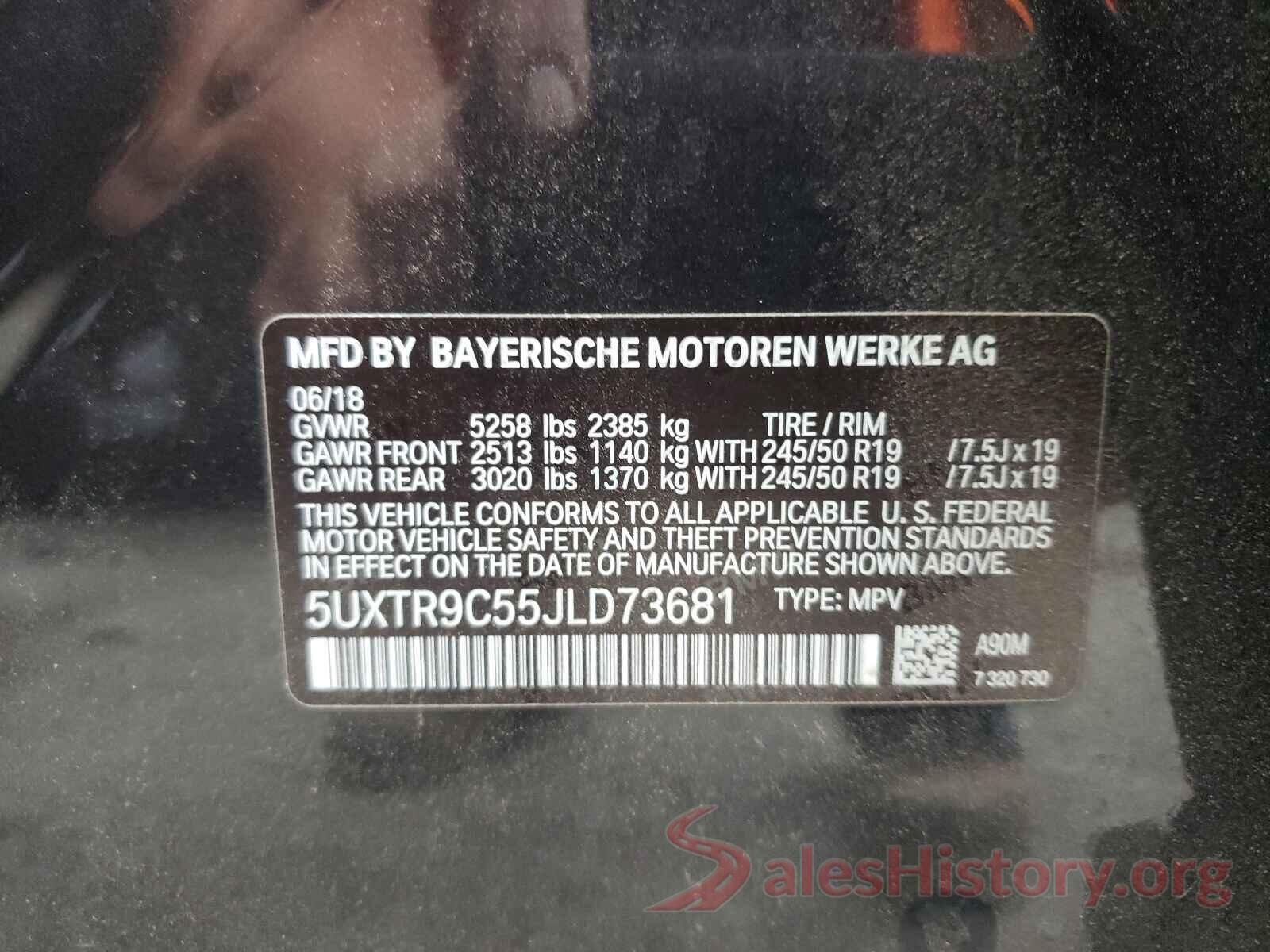 5UXTR9C55JLD73681 2018 BMW X3