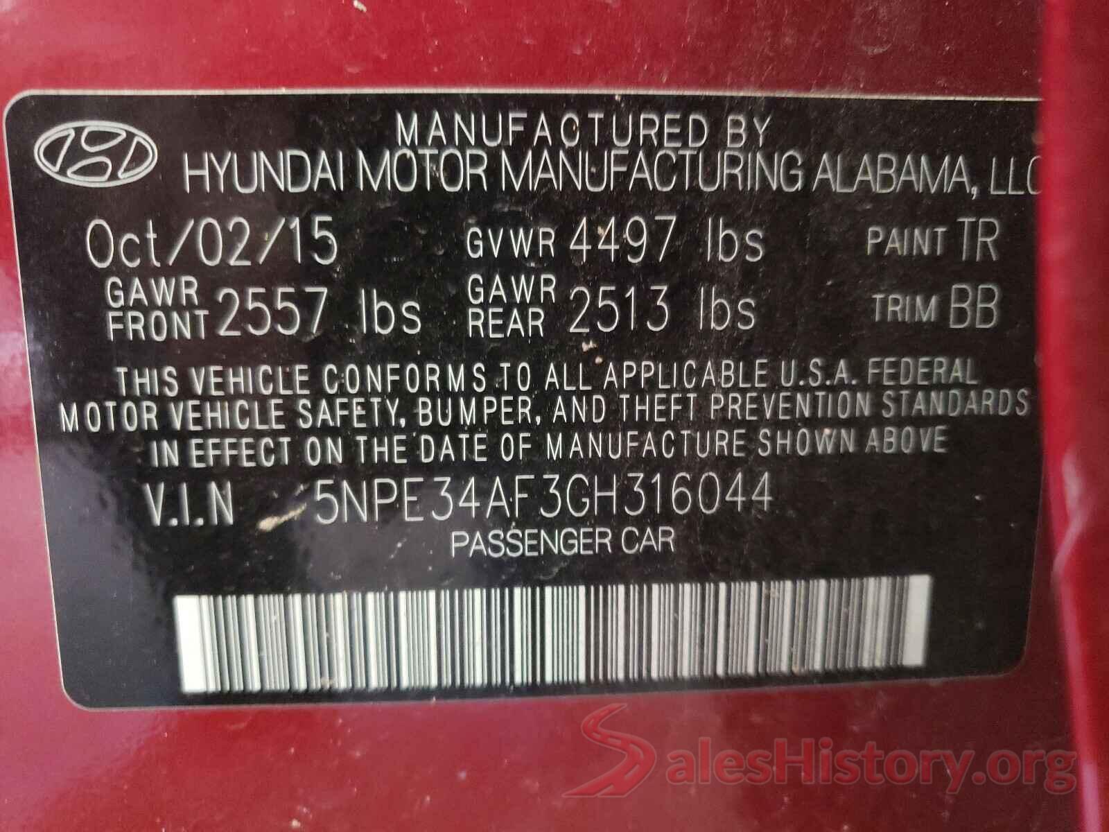 5NPE34AF3GH316044 2016 HYUNDAI SONATA