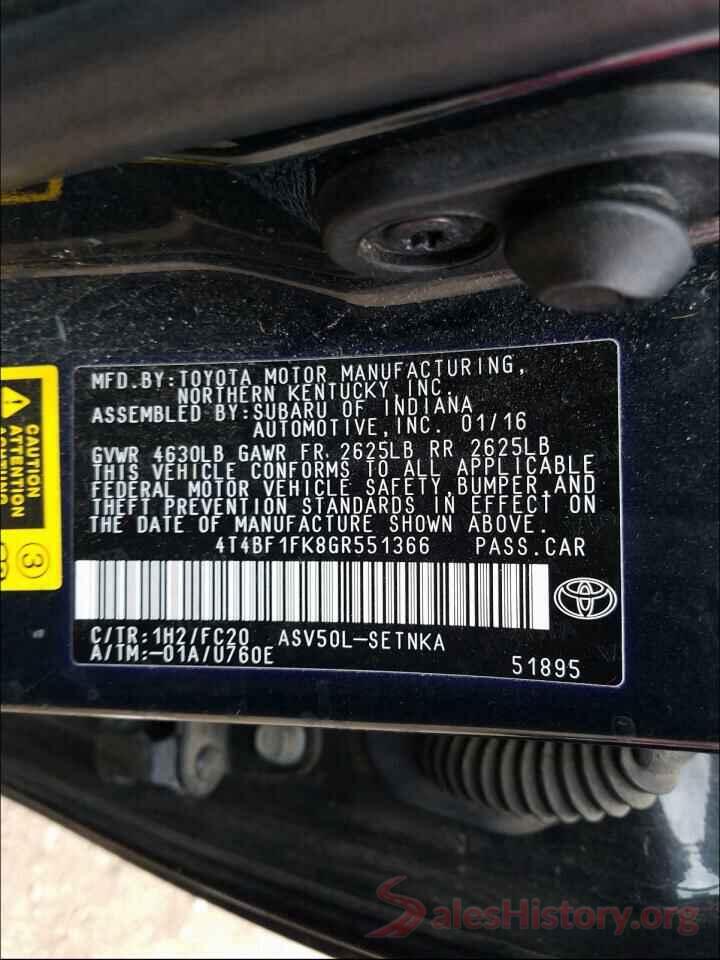 4T4BF1FK8GR551366 2016 TOYOTA CAMRY