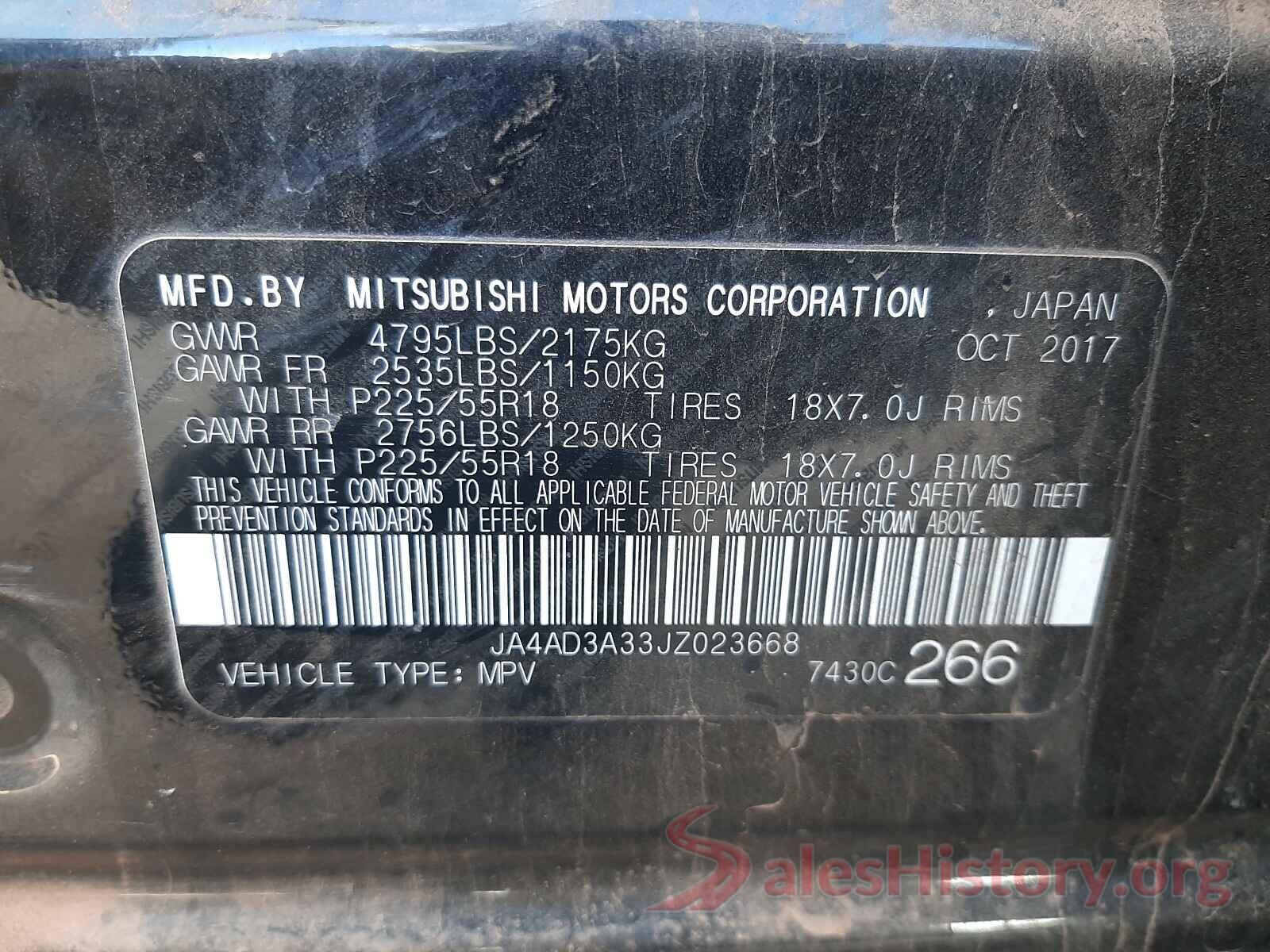 JA4AD3A33JZ023668 2018 MITSUBISHI OUTLANDER