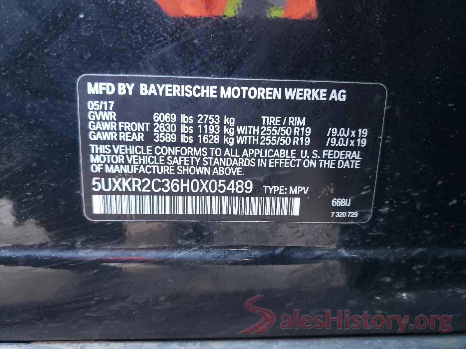 5UXKR2C36H0X05489 2017 BMW X5