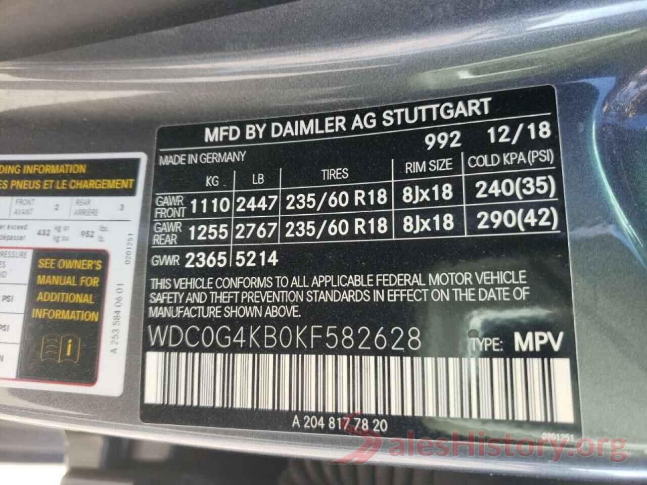 WDC0G4KB0KF582628 2019 MERCEDES-BENZ GLC-CLASS