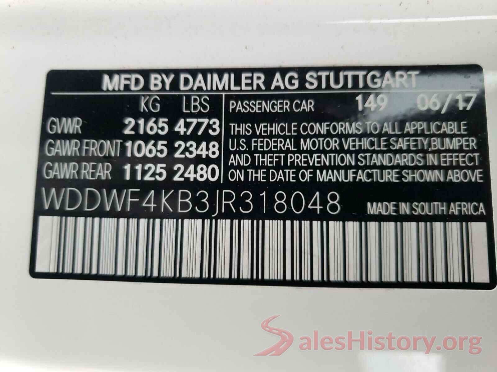 WDDWF4KB3JR318048 2018 MERCEDES-BENZ C CLASS