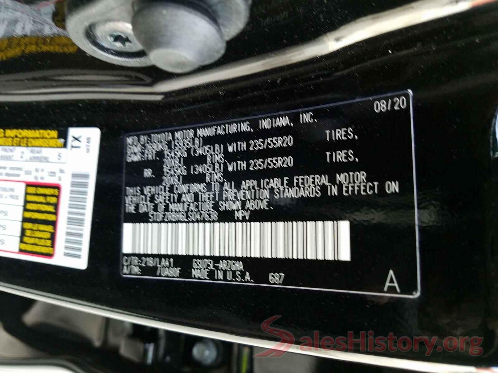 5TDFZRBH6LS047638 2020 TOYOTA HIGHLANDER