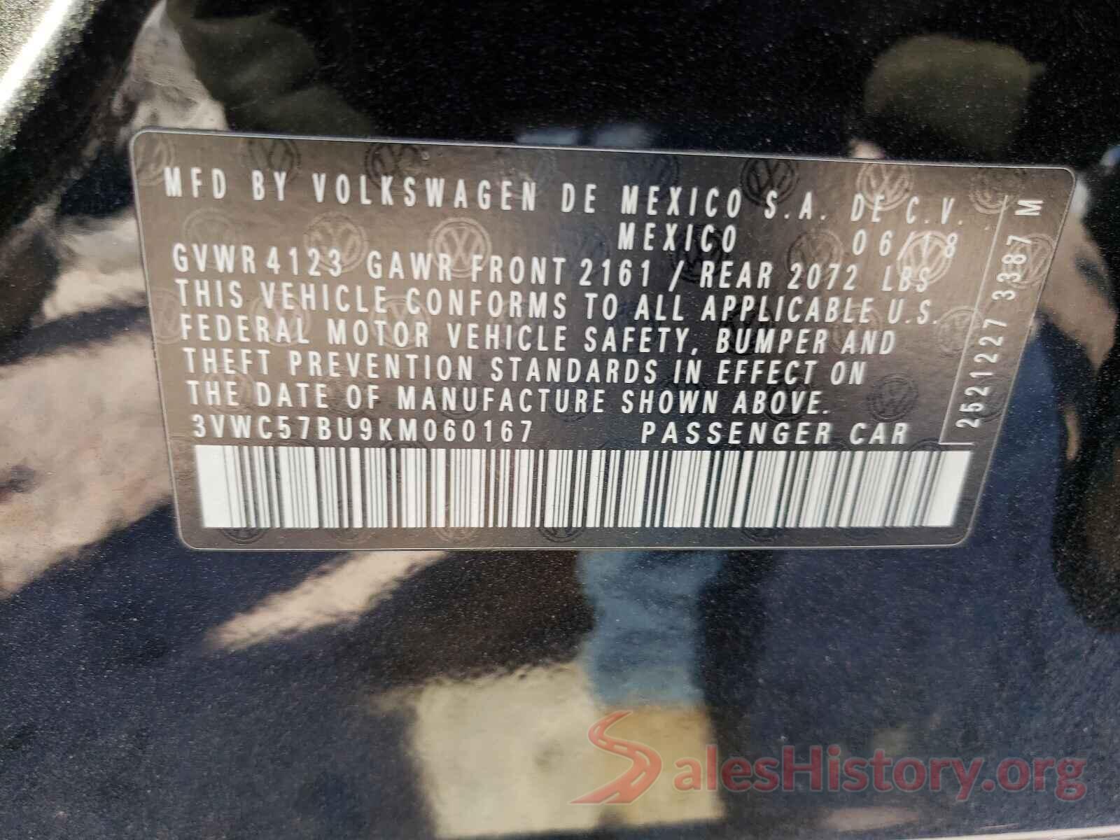 3VWC57BU9KM060167 2019 VOLKSWAGEN JETTA