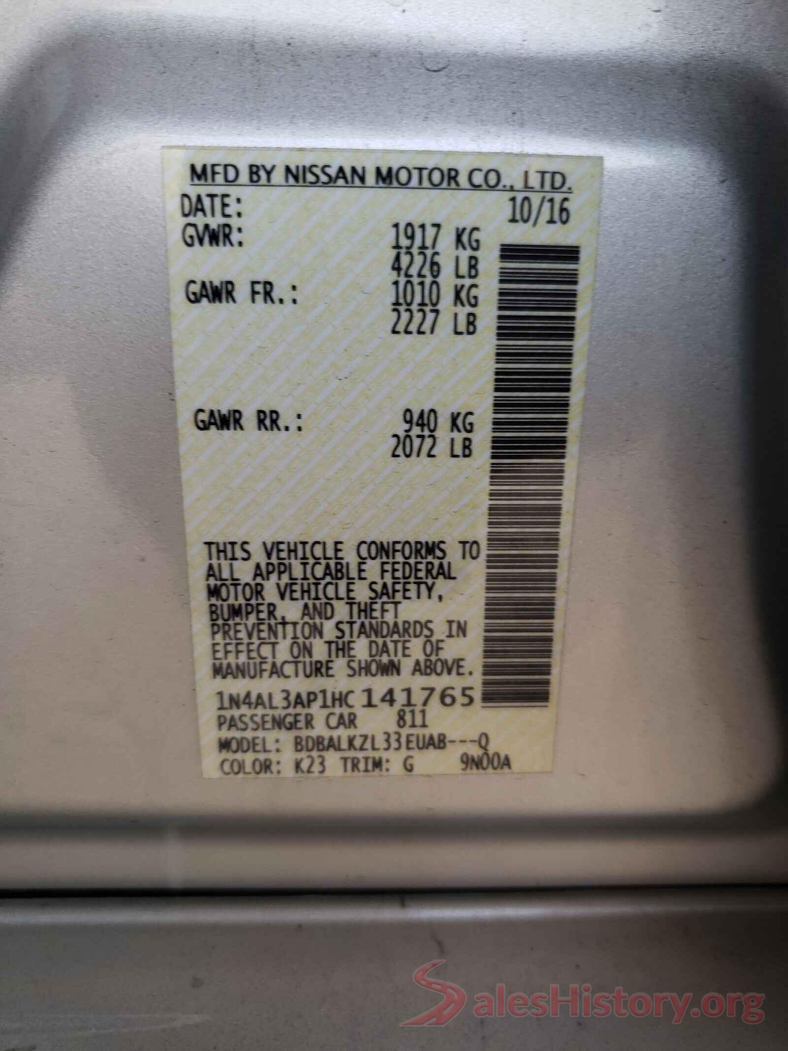 1N4AL3AP1HC141765 2017 NISSAN ALTIMA