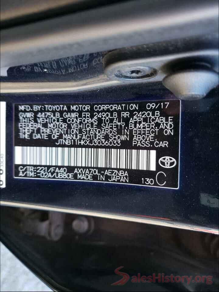 JTNB11HKXJ3036033 2018 TOYOTA CAMRY