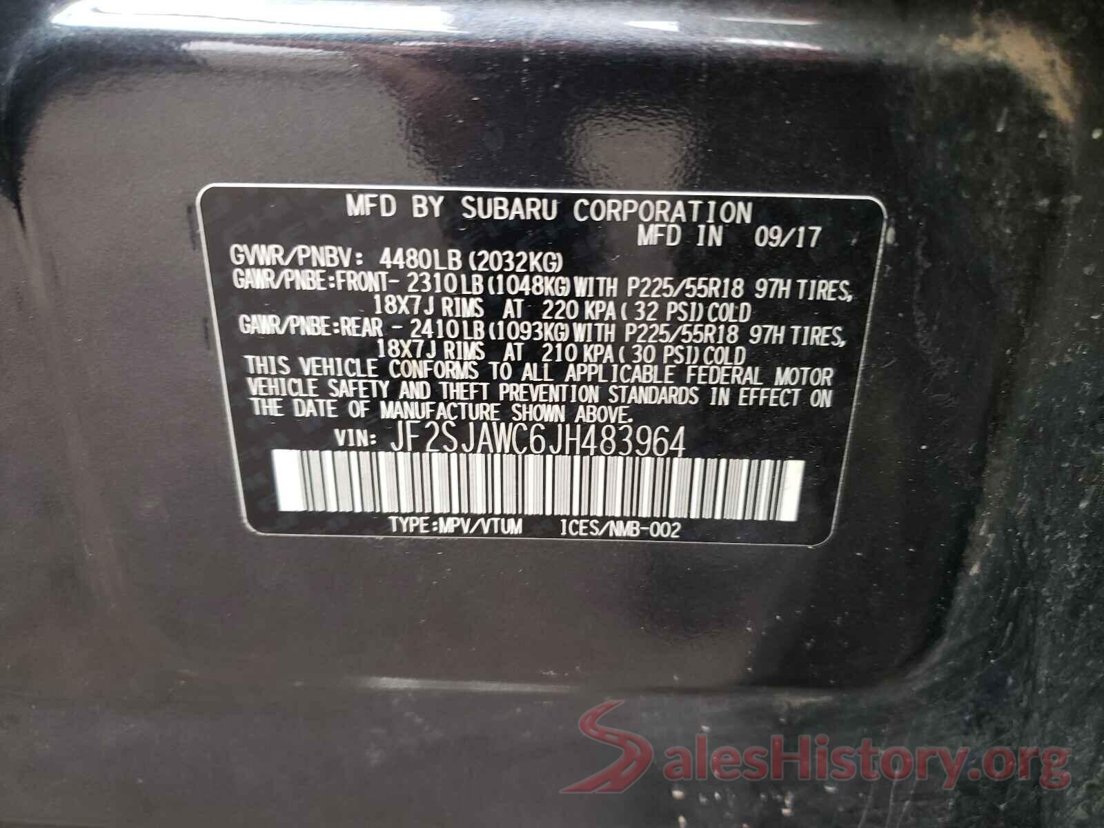 JF2SJAWC6JH483964 2018 SUBARU FORESTER