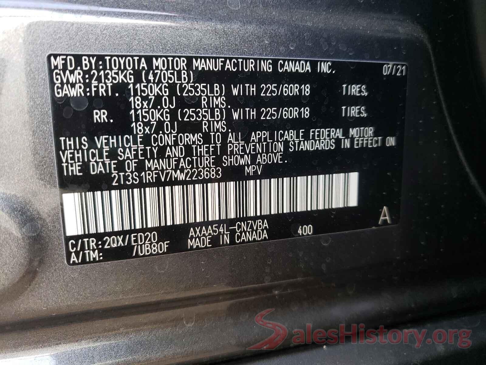 2T3S1RFV7MW223683 2021 TOYOTA RAV4